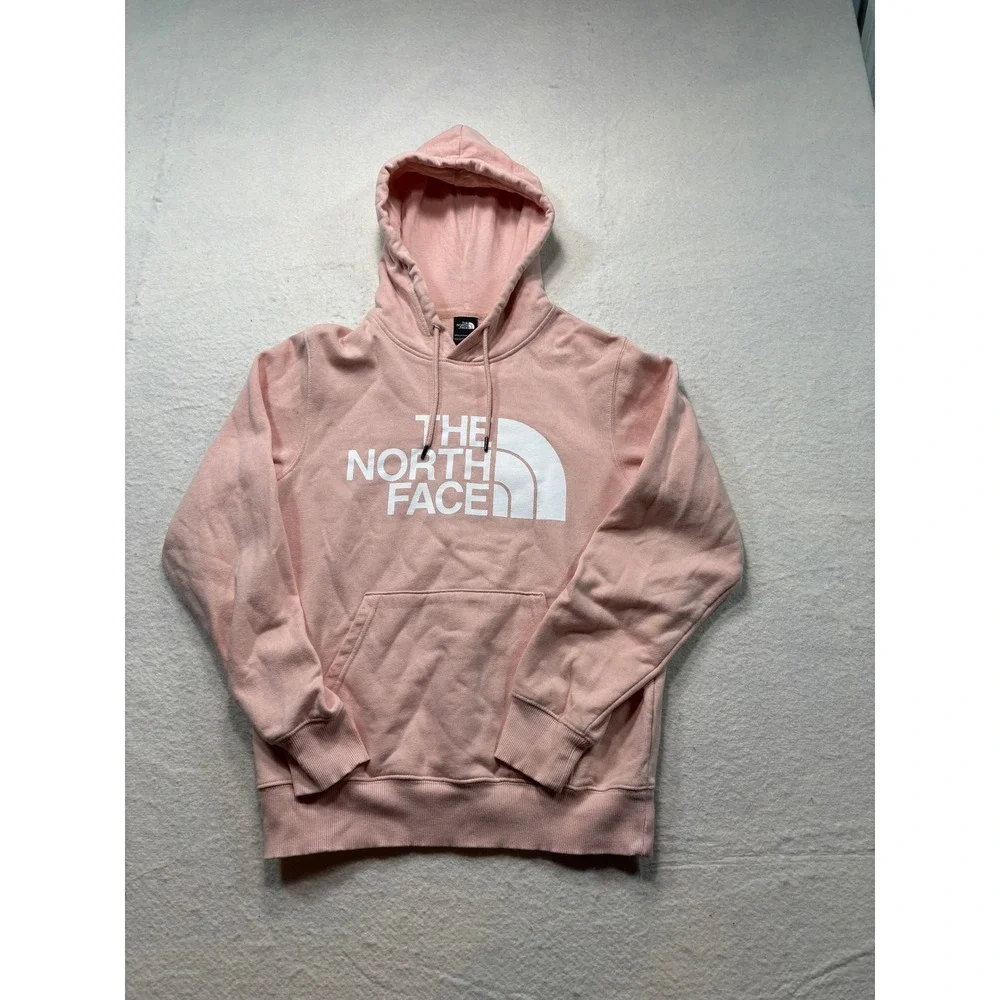 The North Face Mens Half Dome Logo Hoodie Peach Pink‎ Sweatshirt Small  #1139